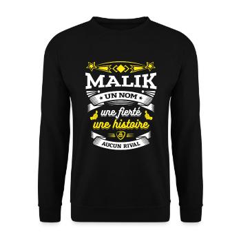 MALIK UN NOM UNE FIERTÉ AUCUN RIVAL - Sweat-shirt Unisexe - noir - Devant - Alina (178cm) & Michal (187cm)