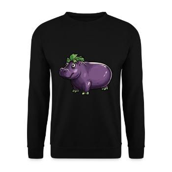 Hippopotame aubergine drôle de motif animal et végétal - Sweat-shirt Unisexe - noir - Devant - Alina (178cm) & Michal (187cm)