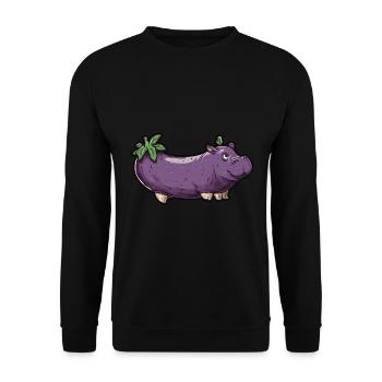 Hippopotamus Eggplant Funny Animal and Vegetable Motif - Unisex Sweatshirt - black - Front - Alina (178cm) & Michal (187cm)