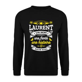 LAURENT UN NOM UNE FIERTÉ AUCUN RIVAL - Sweat-shirt Unisexe - noir - Devant - Alina (178cm) & Michal (187cm)
