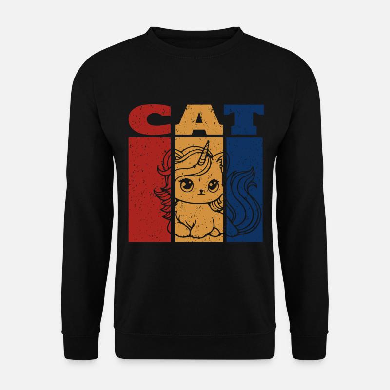 Einhorn Katze Retro Design - Unisex Pullover - Schwarz