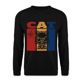 Angry Cat Saying No Retro Design - Unisex Sweatshirt - black - Front - Alina (178cm) & Michal (187cm)