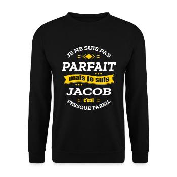 JACOB PARFAIT - PRENOM JACOB - Sweat-shirt Unisexe - noir - Devant - Alina (178cm) & Michal (187cm)