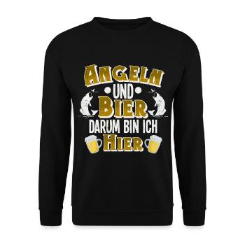 Angeln Angler Bier - Unisex Pullover - Schwarz - Vorne - Alina (178cm) & Michal (187cm)