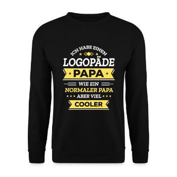 LOGOPÄDE PAPA: VATERTAG, GEBURTSTAG, WEIHNACHTEN - Unisex Pullover - Schwarz - Vorne - Alina (178cm) & Michal (187cm)
