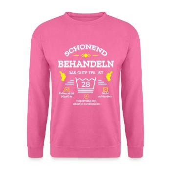 SCHONEND BEHANDELN 28. GEBURTSTAG - Unisex Pullover - Pink - Vorne