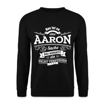 AARON, DER KATALYSATOR FÜR DEINEN ERFOLG - Unisex Pullover - Schwarz - Vorne - Alina (178cm) & Michal (187cm)