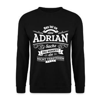 ADRIAN, DER KATALYSATOR FÜR DEINEN ERFOLG - Unisex Pullover - Schwarz - Vorne - Alina (178cm) & Michal (187cm)