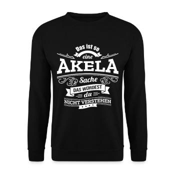 AKELA, DER KATALYSATOR FÜR DEINEN ERFOLG - Unisex Pullover - Schwarz - Vorne - Alina (178cm) & Michal (187cm)