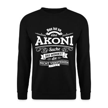 AKONI, DER KATALYSATOR FÜR DEINEN ERFOLG - Unisex Pullover - Schwarz - Vorne - Alina (178cm) & Michal (187cm)