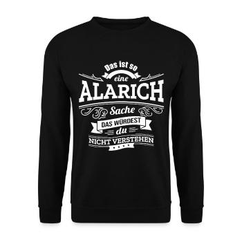 ALARICH, DER KATALYSATOR FÜR DEINEN ERFOLG - Unisex Pullover - Schwarz - Vorne - Alina (178cm) & Michal (187cm)