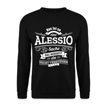 ALESSIO, DER KATALYSATOR FÜR DEINEN ERFOLG - Unisex Pullover - Schwarz - Vorne - Alina (178cm) & Michal (187cm)