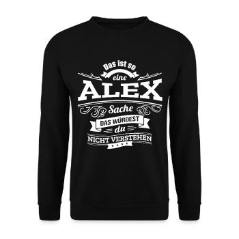 ALEX, DER KATALYSATOR FÜR DEINEN ERFOLG - Unisex Pullover - Schwarz - Vorne - Alina (178cm) & Michal (187cm)