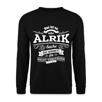 ALRIK, DER KATALYSATOR FÜR DEINEN ERFOLG - Unisex Pullover - Schwarz - Vorne - Alina (178cm) & Michal (187cm)