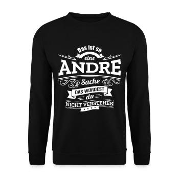 ANDRE, DER KATALYSATOR FÜR DEINEN ERFOLG - Unisex Pullover - Schwarz - Vorne - Alina (178cm) & Michal (187cm)