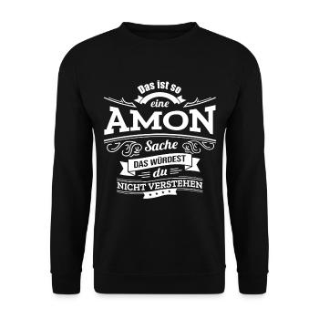 AMON, DER KATALYSATOR FÜR DEINEN ERFOLG - Unisex Pullover - Schwarz - Vorne - Alina (178cm) & Michal (187cm)