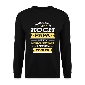 KOCHPAPA COOLER: GEBURTSTAG, WEIHNACHTEN, VATERTAG - Unisex Pullover - Schwarz - Vorne - Alina (178cm) & Michal (187cm)