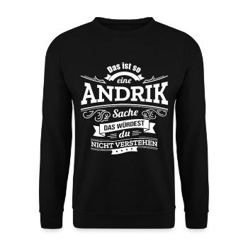 ANDRIK, DER KATALYSATOR FÜR DEINEN ERFOLG - Unisex Pullover - Schwarz - Vorne - Alina (178cm) & Michal (187cm)