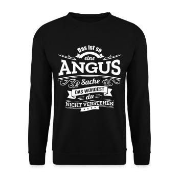 ANGUS, DER KATALYSATOR FÜR DEINEN ERFOLG - Unisex Pullover - Schwarz - Vorne - Alina (178cm) & Michal (187cm)