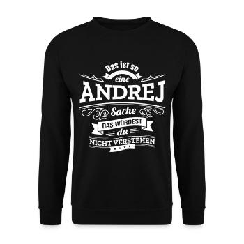 ANDREJ, DER KATALYSATOR FÜR DEINEN ERFOLG - Unisex Pullover - Schwarz - Vorne - Alina (178cm) & Michal (187cm)