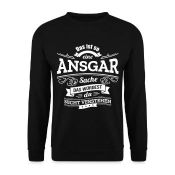 ANSGAR, DER KATALYSATOR FÜR DEINEN ERFOLG - Unisex Pullover - Schwarz - Vorne - Alina (178cm) & Michal (187cm)