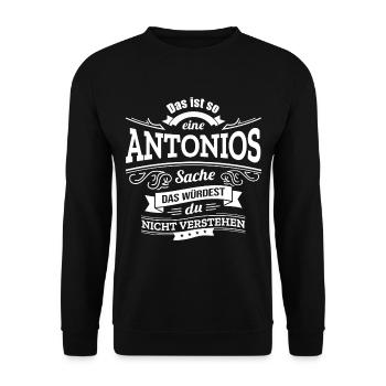 ANTONIOS, DER KATALYSATOR FÜR DEINEN ERFOLG - Unisex Pullover - Schwarz - Vorne - Alina (178cm) & Michal (187cm)