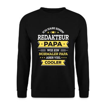REDAKTEUR PAPA: COOL, VATERTAG, WEIHNACHTEN - Unisex Pullover - Schwarz - Vorne - Alina (178cm) & Michal (187cm)