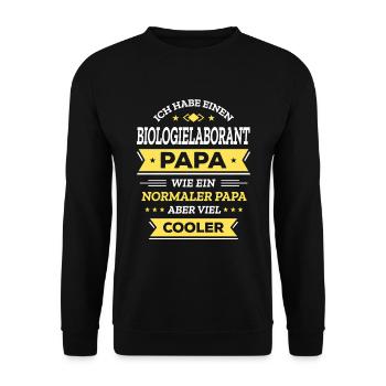 BIOLOGIELABORANT PAPA: COOL, VATERTAG WEIHNACHTEN - Unisex Pullover - Schwarz - Vorne - Alina (178cm) & Michal (187cm)