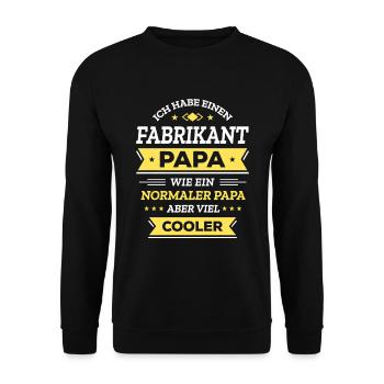 FABRIKANT PAPA: GEBURTSTAG WEIHNACHTEN VATERTAG - Unisex Pullover - Schwarz - Vorne - Alina (178cm) & Michal (187cm)