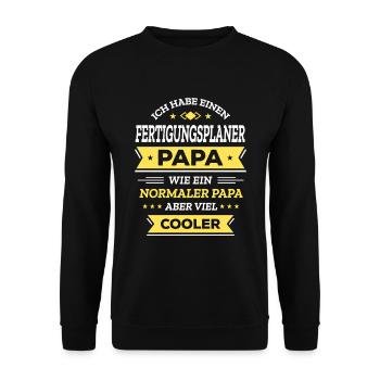 FERTPLANER PAPA GEBURTSTAG VATERTAG WEIHNACHTEN - Unisex Pullover - Schwarz - Vorne - Alina (178cm) & Michal (187cm)