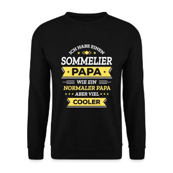 SOMMELIER PAPA: GEBURTSTAG WEIHNACHTEN VATERTAG - Unisex Pullover - Schwarz - Vorne - Alina (178cm) & Michal (187cm)