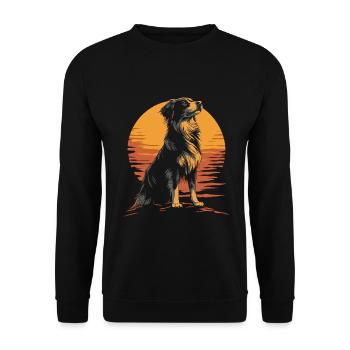 Australischer Schäferhund Vintage Sonnenuntergang - Unisex Pullover - Schwarz - Vorne - Alina (178cm) & Michal (187cm)