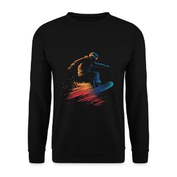 Snowboarder Snowboarding Sprung Bunt - Unisex Pullover - Schwarz - Vorne - Alina (178cm) & Michal (187cm)
