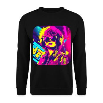 Star de la radio rétro des années 80 - Sweat-shirt Unisexe - noir - Devant - Alina (178cm) & Michal (187cm)