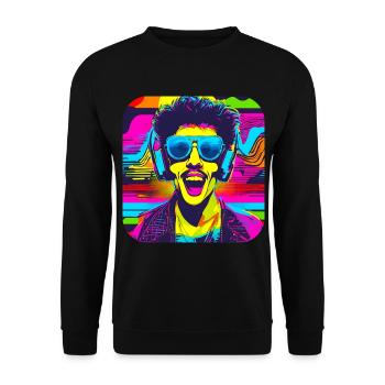 80s Party Vintage Theme Party - Unisex Sweatshirt - black - Front - Alina (178cm) & Michal (187cm)