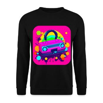 80er Retro Radio Star Nostalgie - Unisex Pullover - Schwarz - Vorne - Alina (178cm) & Michal (187cm)