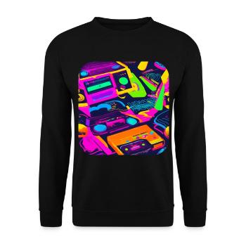 80s Party Vintage Theme Party - Unisex Sweatshirt - black - Front - Alina (178cm) & Michal (187cm)