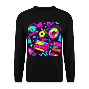 80s Party Vintage Theme Party - Unisex Sweatshirt - black - Front - Alina (178cm) & Michal (187cm)