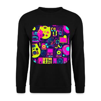 Pop Culture 80er Hits Party - Unisex Pullover - Schwarz - Vorne - Alina (178cm) & Michal (187cm)