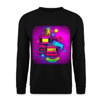 80s Party Vintage Theme Party - Unisex Sweatshirt - black - Front - Alina (178cm) & Michal (187cm)