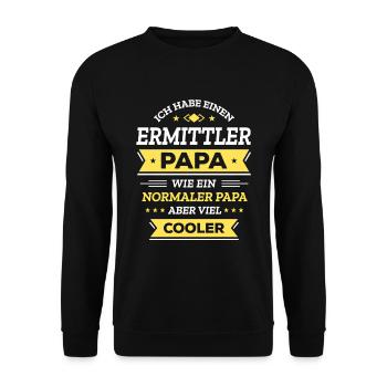 ERMITTLER PAPA - COOLER ALS NORMAL, VATERTAG - Unisex Pullover - Schwarz - Vorne - Alina (178cm) & Michal (187cm)