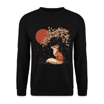 Fox Sakura Tree Church Blossom Japan - Unisex Sweatshirt - black - Front - Alina (178cm) & Michal (187cm)