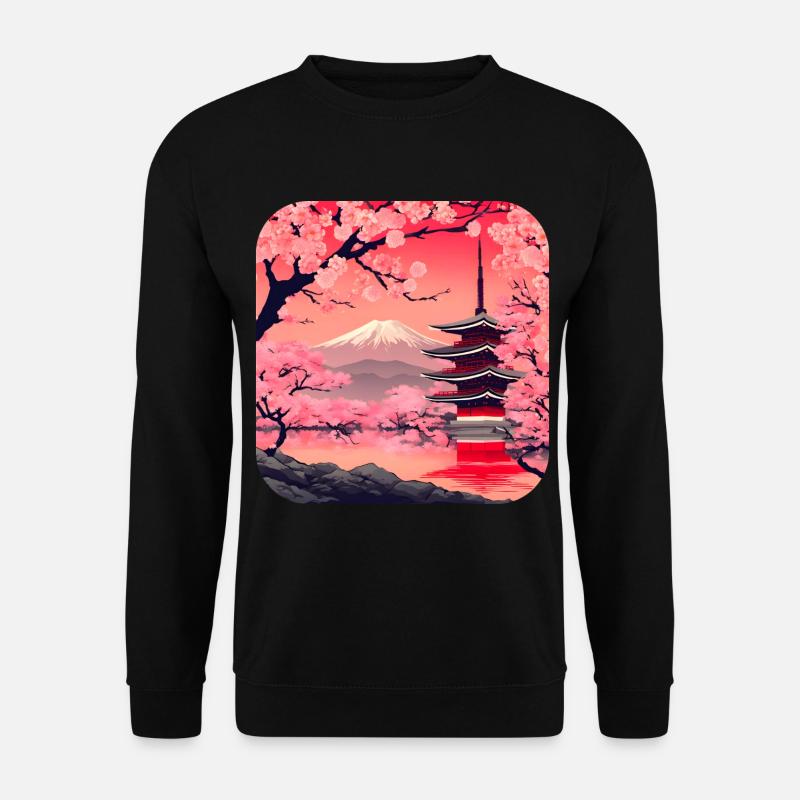 Asien Kirschblüte Tempel Urlaub - Unisex Pullover - Schwarz