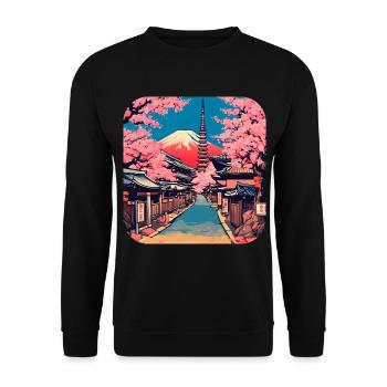 Tokyo Temple Cherry Blossom World Tour - Unisex Sweatshirt - black - Front - Alina (178cm) & Michal (187cm)