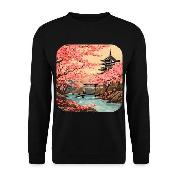 Tokyo Temple Cherry Blossom World Tour - Unisex Sweatshirt - black - Front - Alina (178cm) & Michal (187cm)