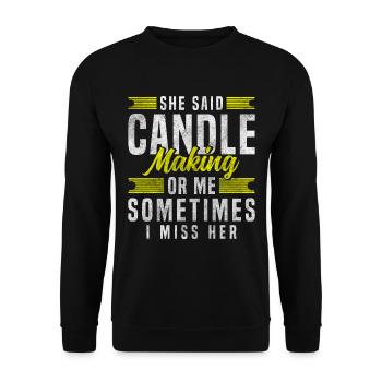 Kerzen Hobby Romantiker Wachs - Unisex Pullover - Schwarz - Vorne - Alina (178cm) & Michal (187cm)