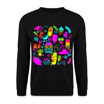 Neon Abstract Style Trend Glow Party - Unisex Sweatshirt - black - Front - Alina (178cm) & Michal (187cm)