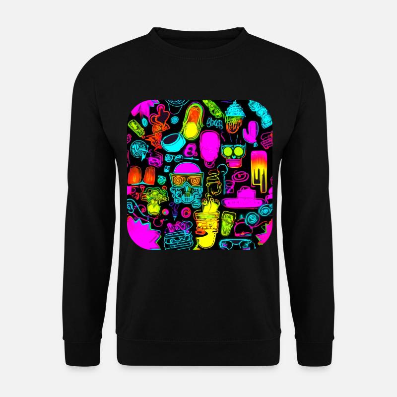 Neon Abstrakt Style Trend Glow Party - Unisex Pullover - Schwarz