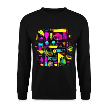 Neon Creative Cyberglow Modern Style - Unisex Sweatshirt - black - Front - Alina (178cm) & Michal (187cm)