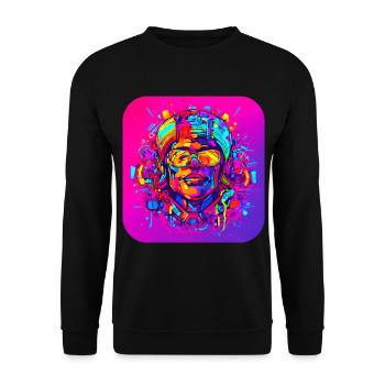 Neon Splash Kreativ Leuchtend UV Style - Unisex Pullover - Schwarz - Vorne - Alina (178cm) & Michal (187cm)